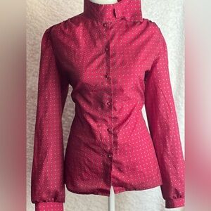 Vintage Pink and white button up longsleeves women medium